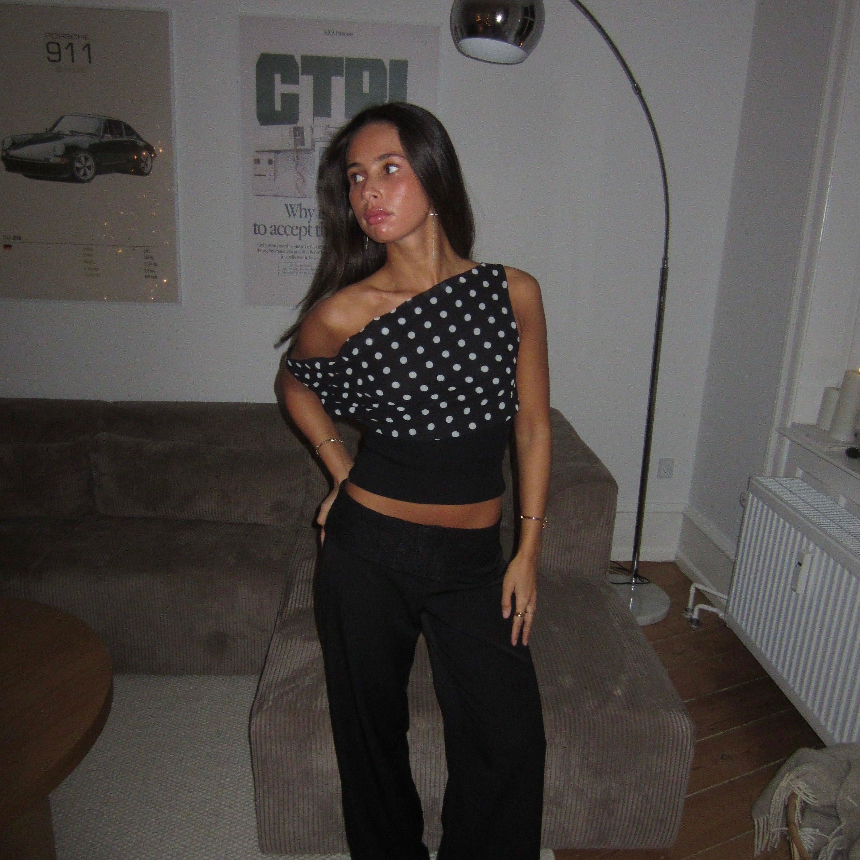 Kimmie Polka Dotted Top - Eclaire