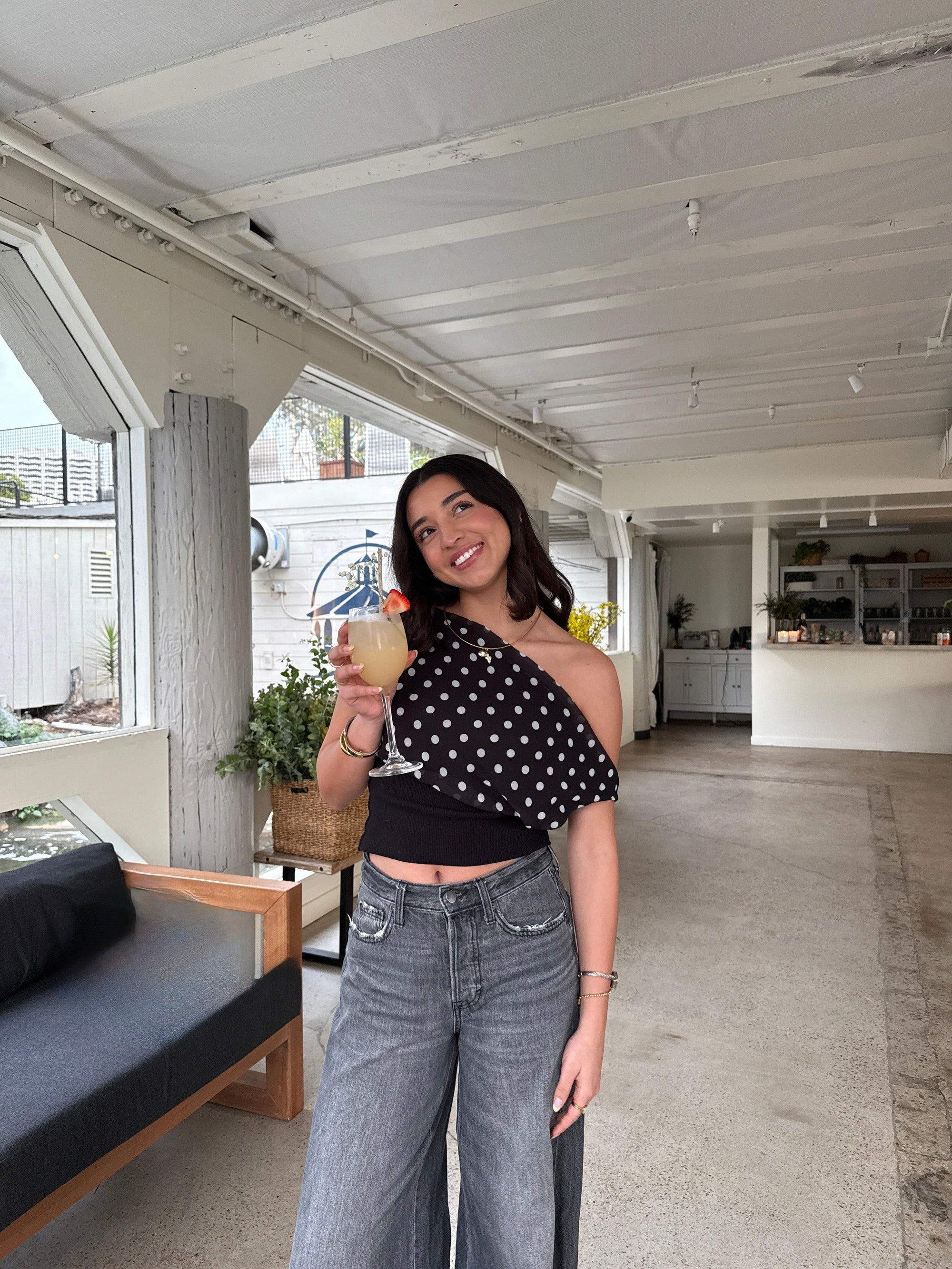 Kimmie Polka Dotted Top - Eclaire