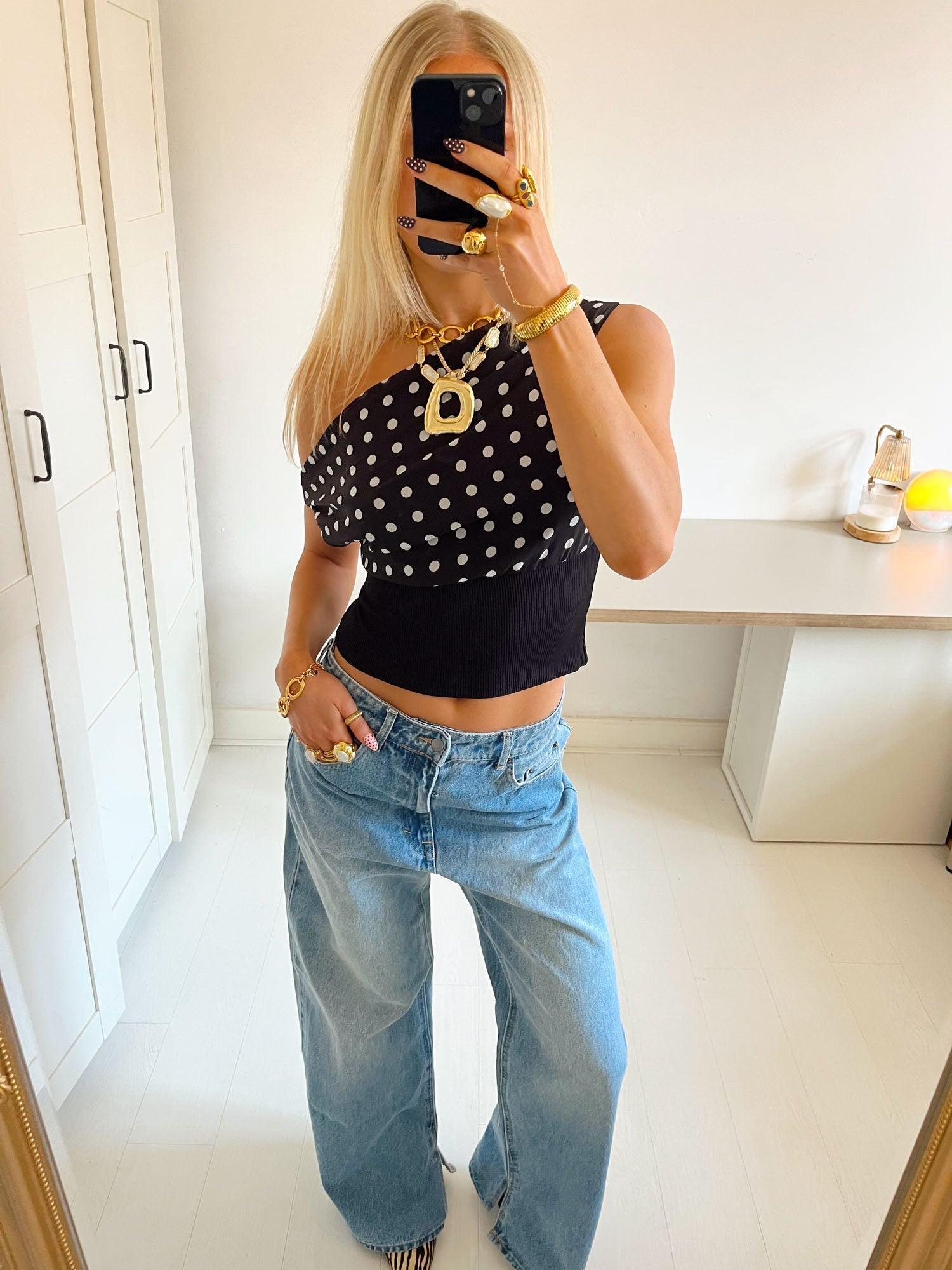 Kimmie Polka Dotted Top - Eclaire