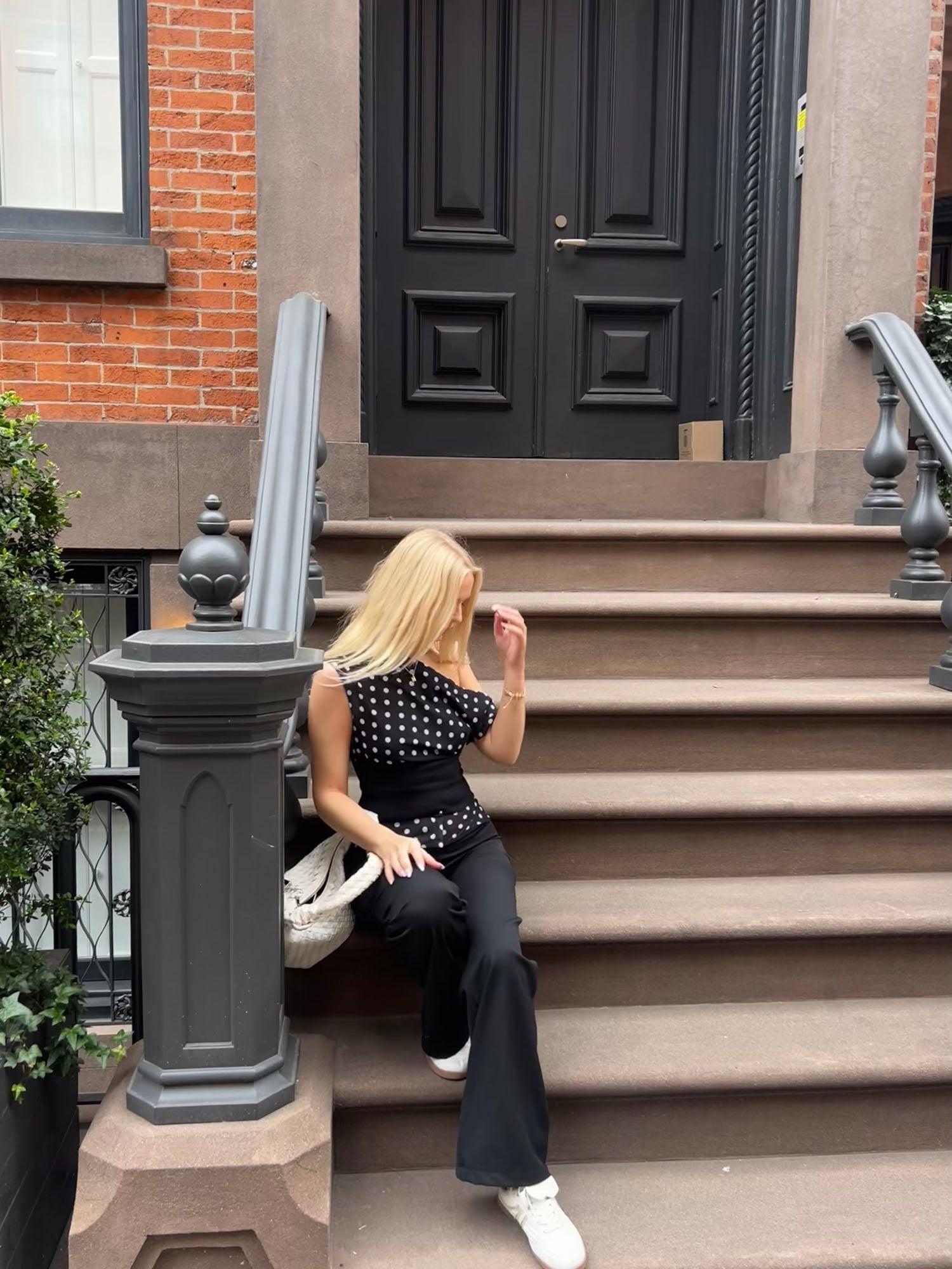 Kimmie Polka Dotted Top - Eclaire