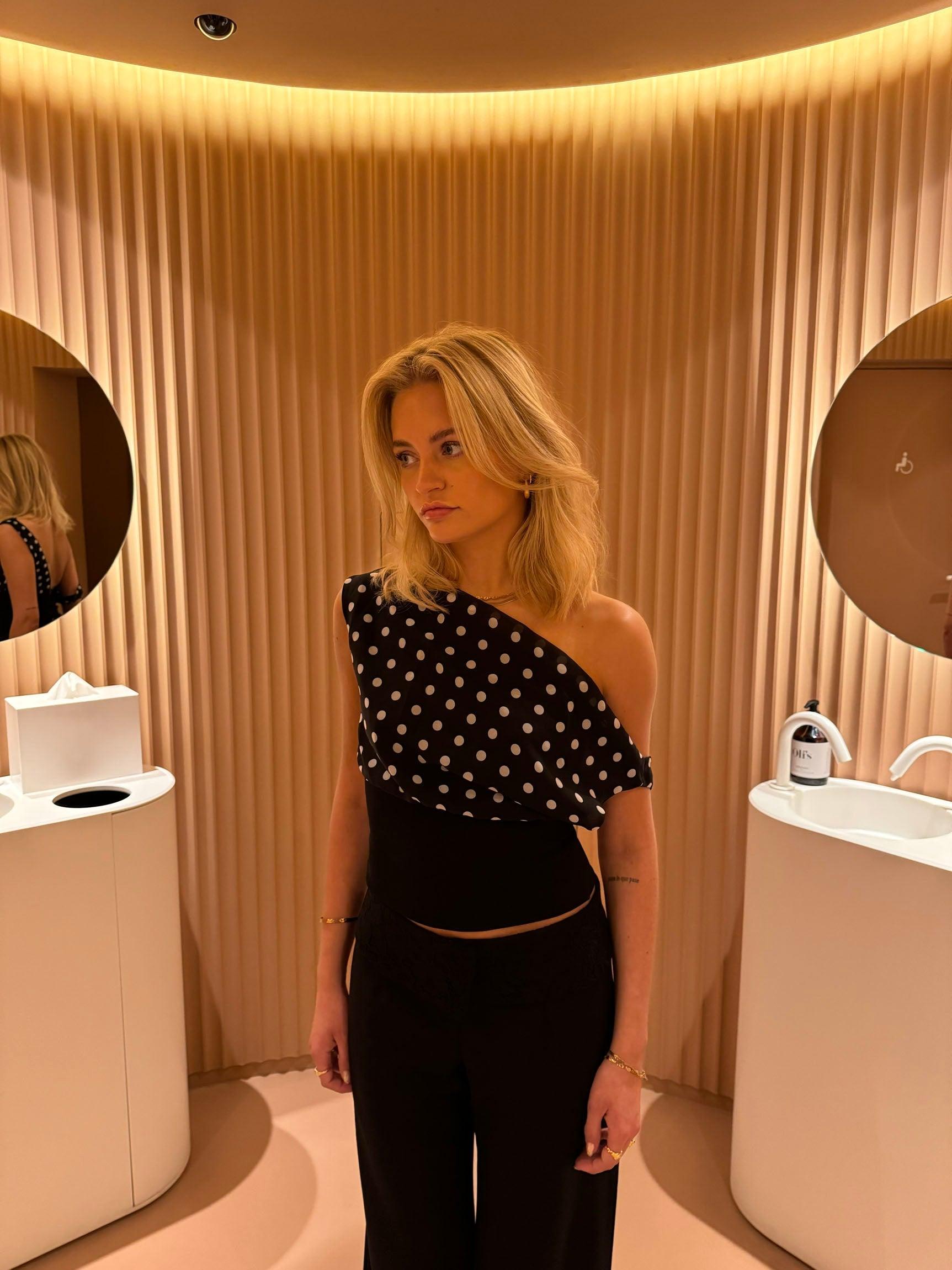 Kimmie Polka Dotted Top - Eclaire