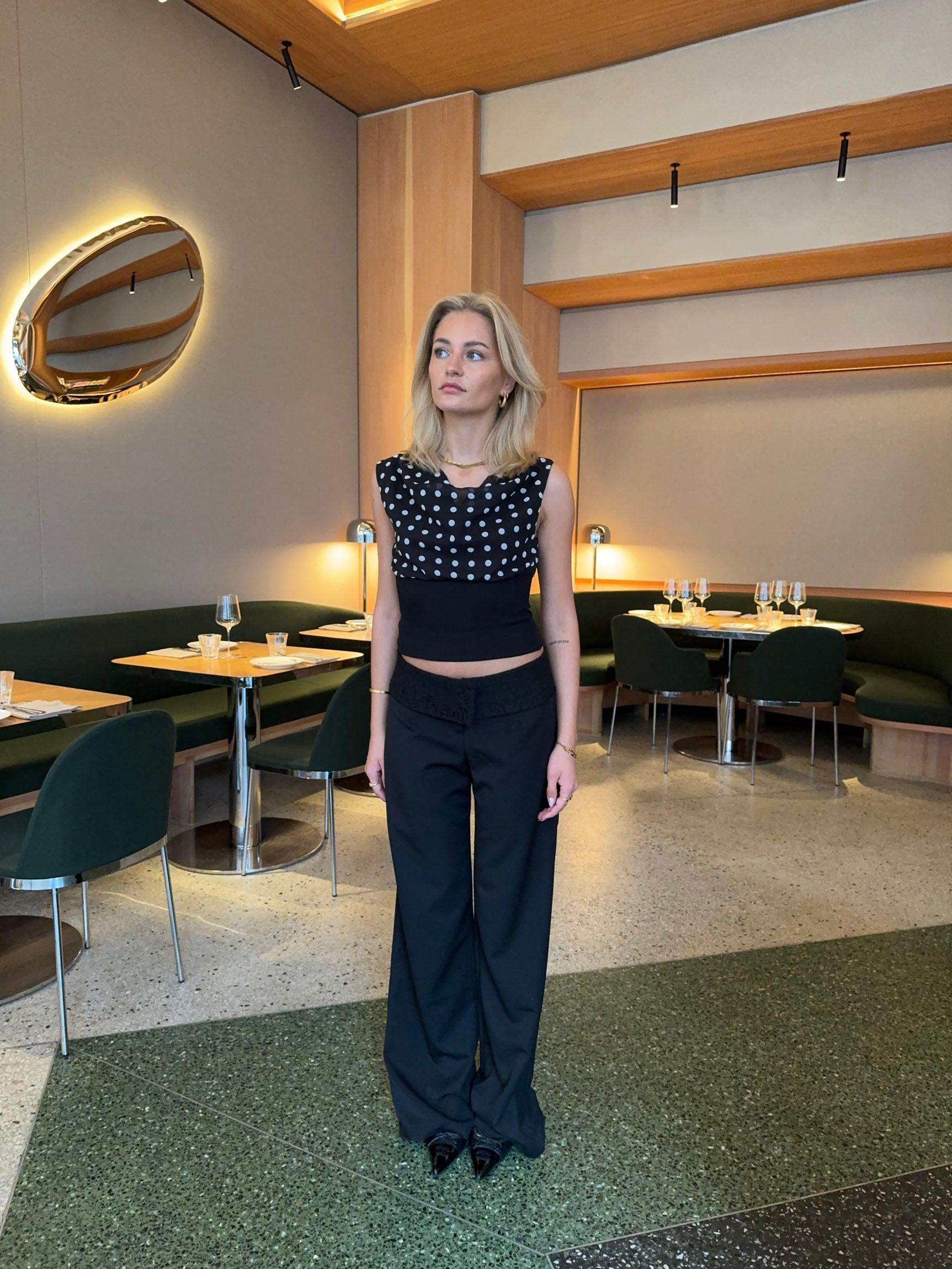 Calsia Suit Pants with Lace Trim - Eclaire