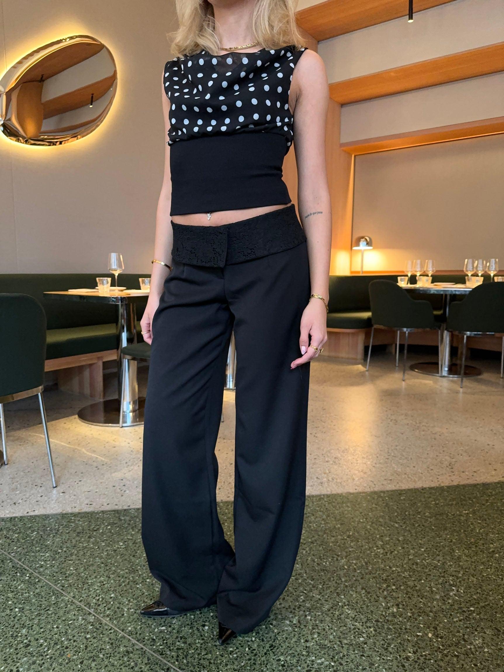 Calsia Suit Pants with Lace Trim - Eclaire