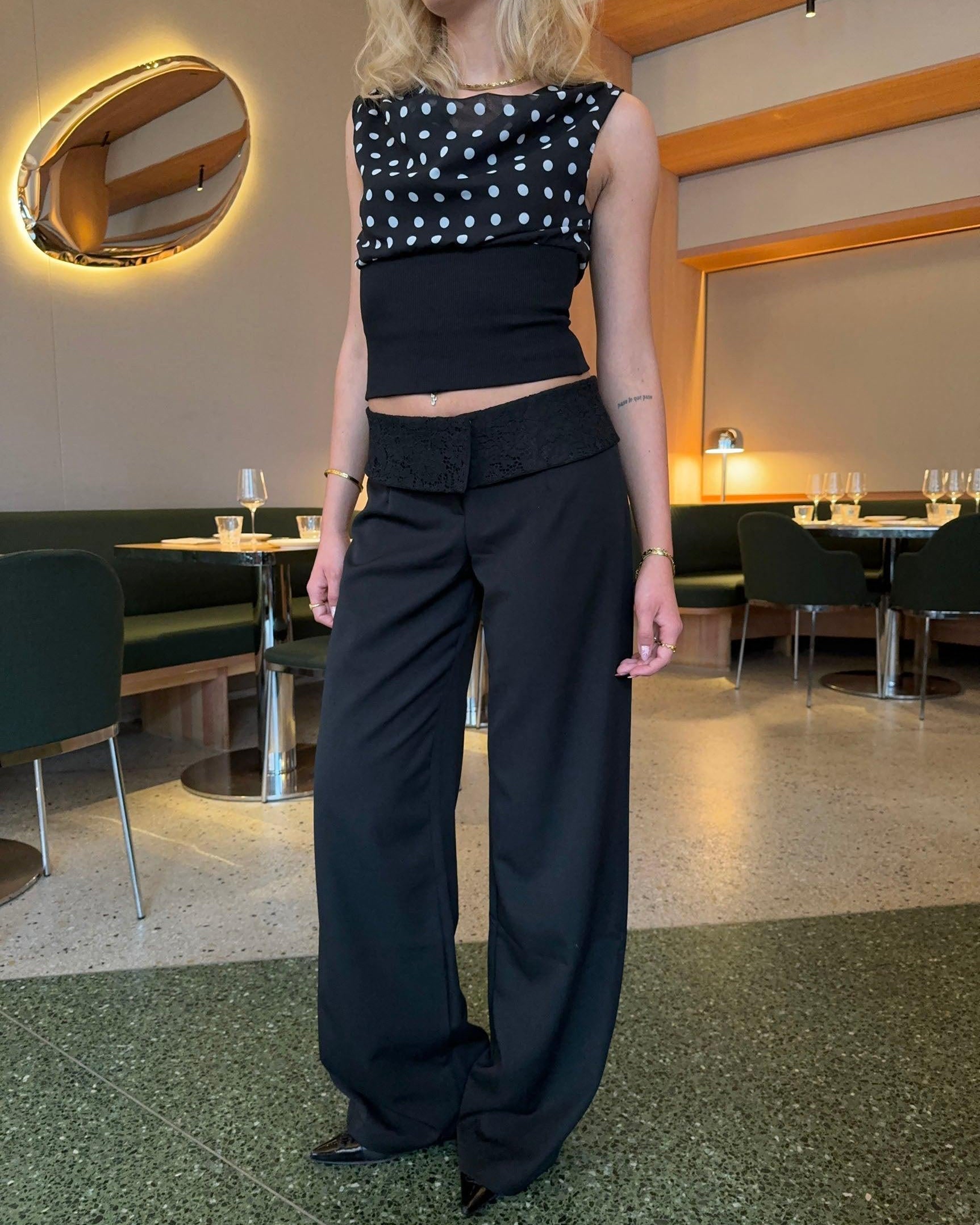 Calsia Suit Pants with Lace Trim - Eclaire