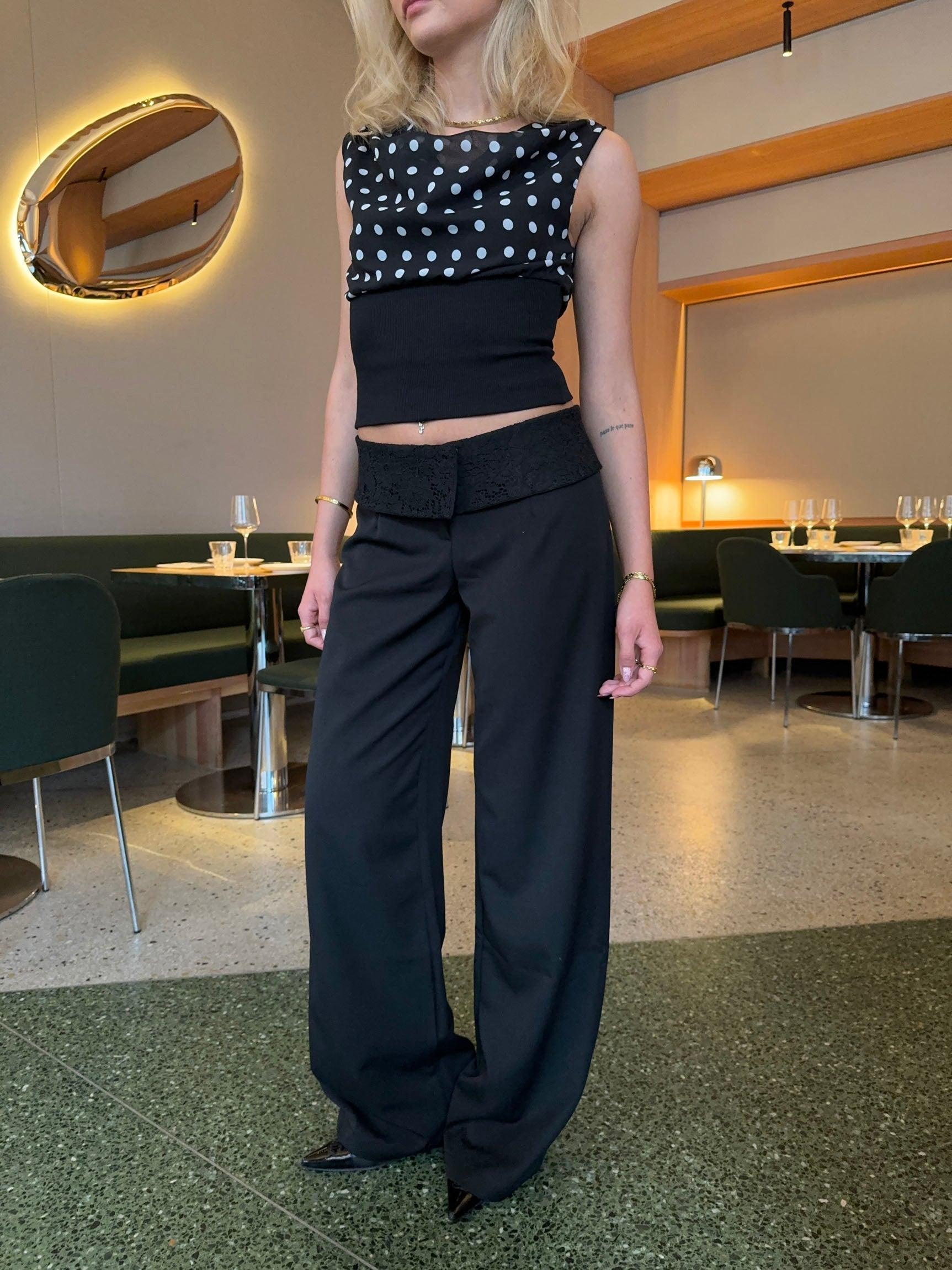 Calsia Suit Pants with Lace Trim - Eclaire