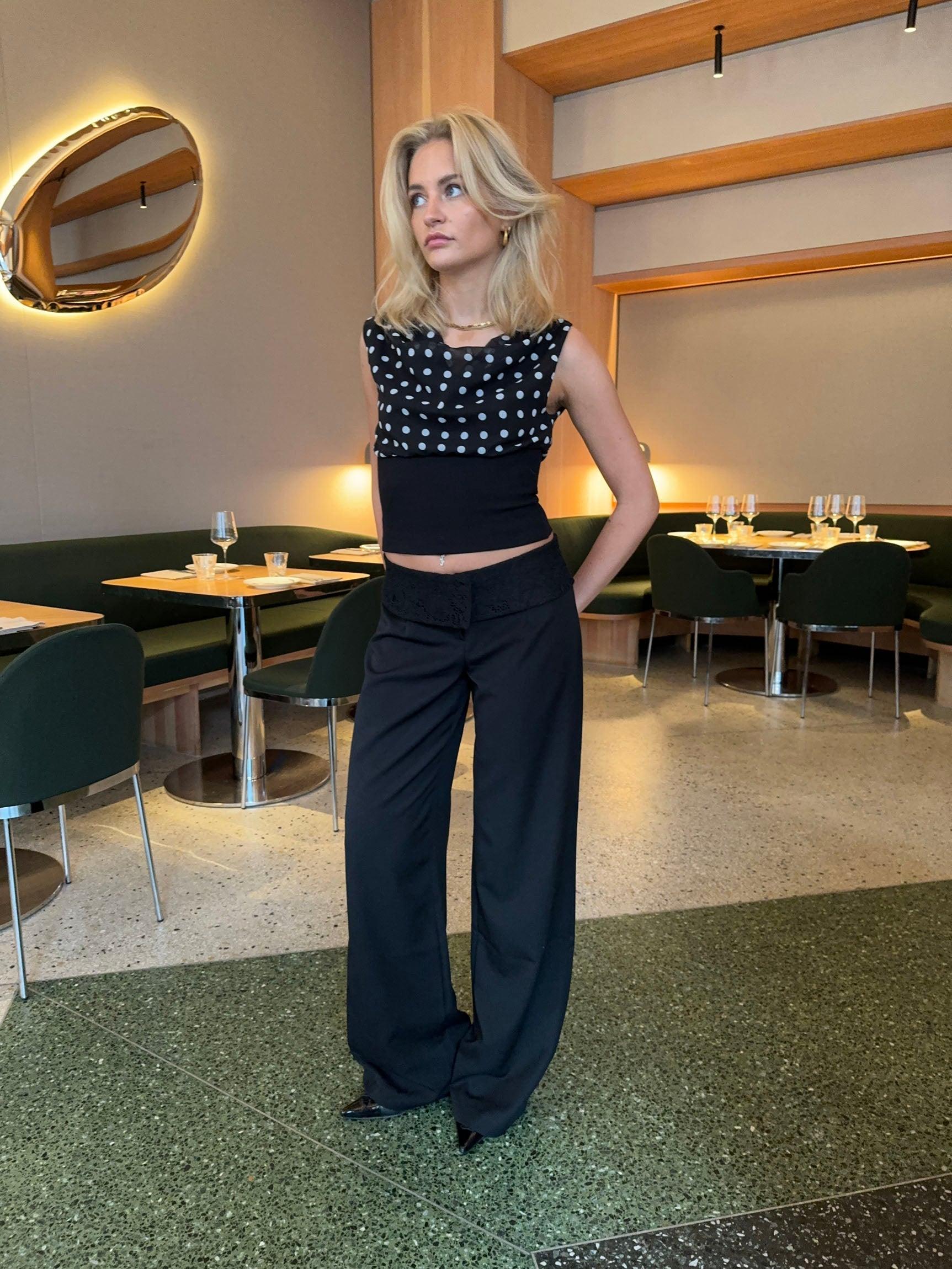 Calsia Suit Pants with Lace Trim - Eclaire