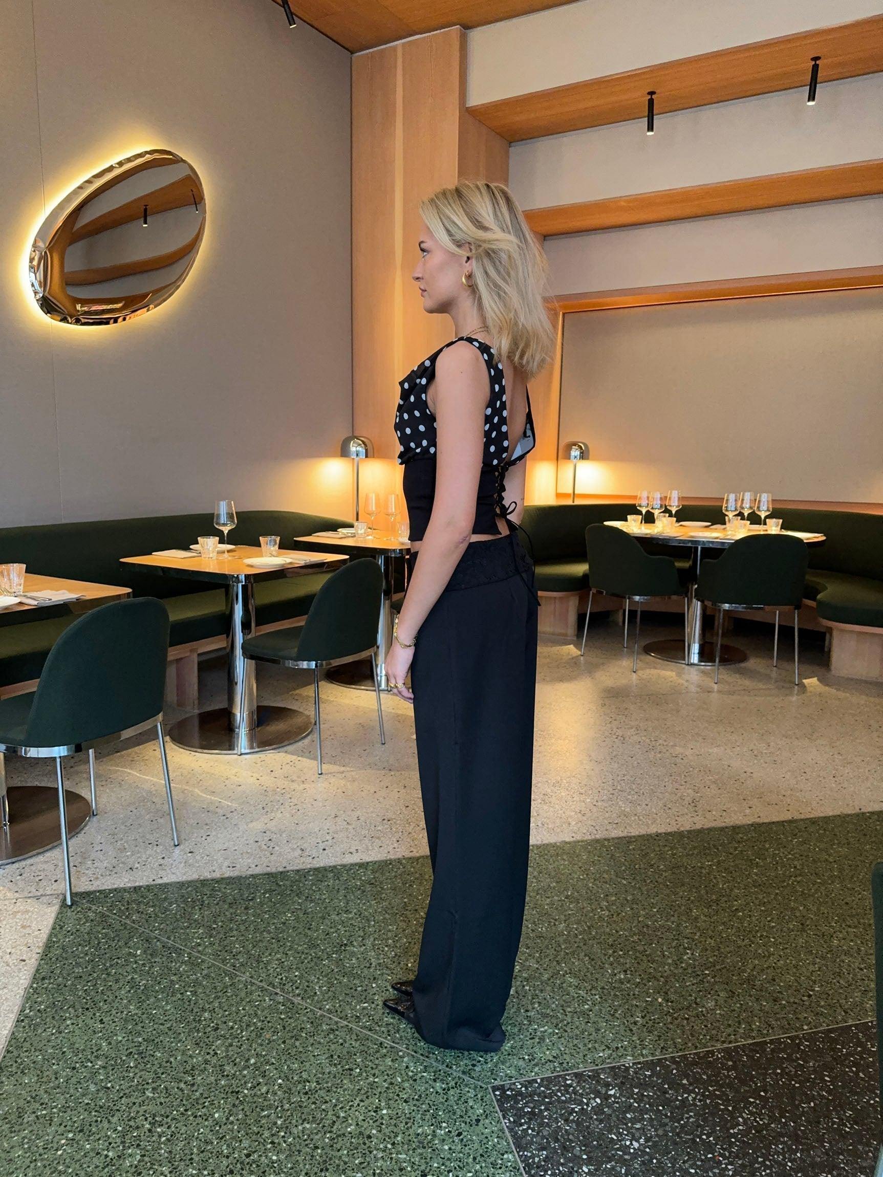 Calsia Suit Pants with Lace Trim - Eclaire