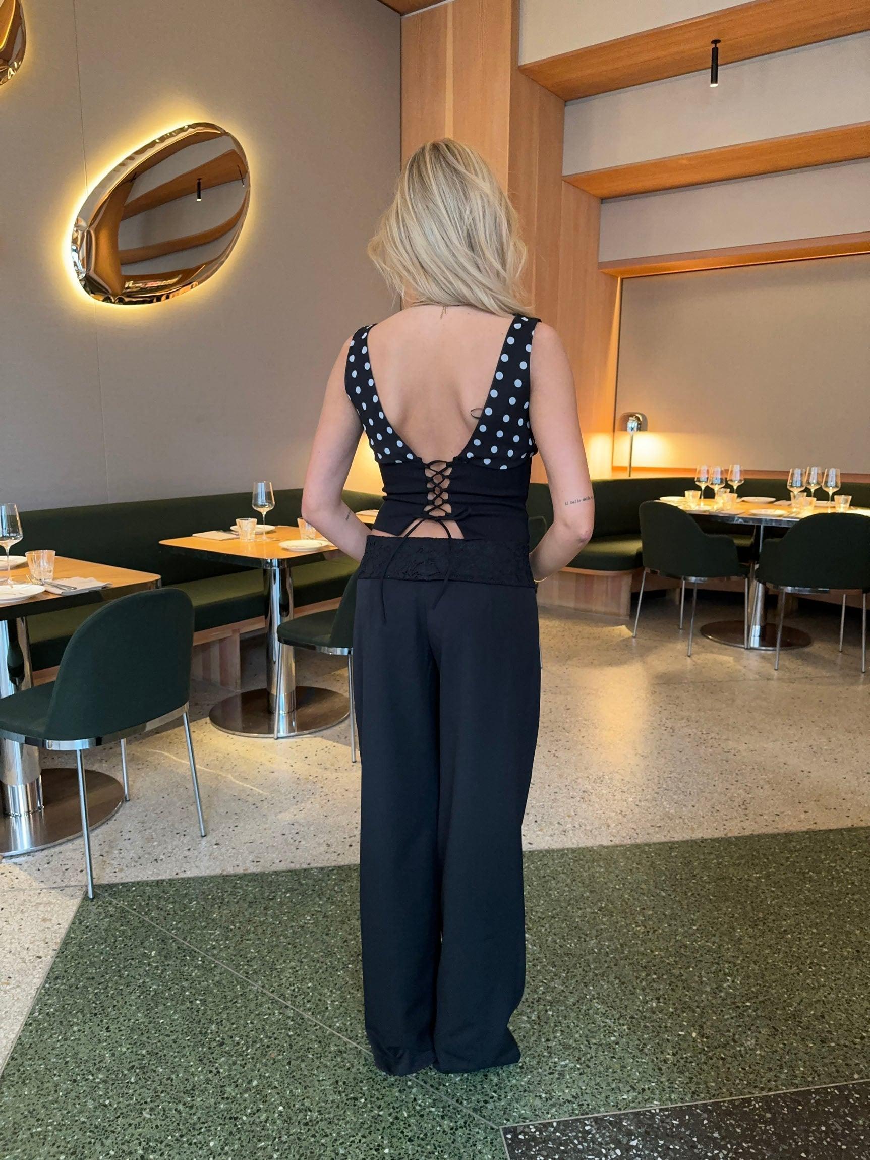 Calsia Suit Pants with Lace Trim - Eclaire