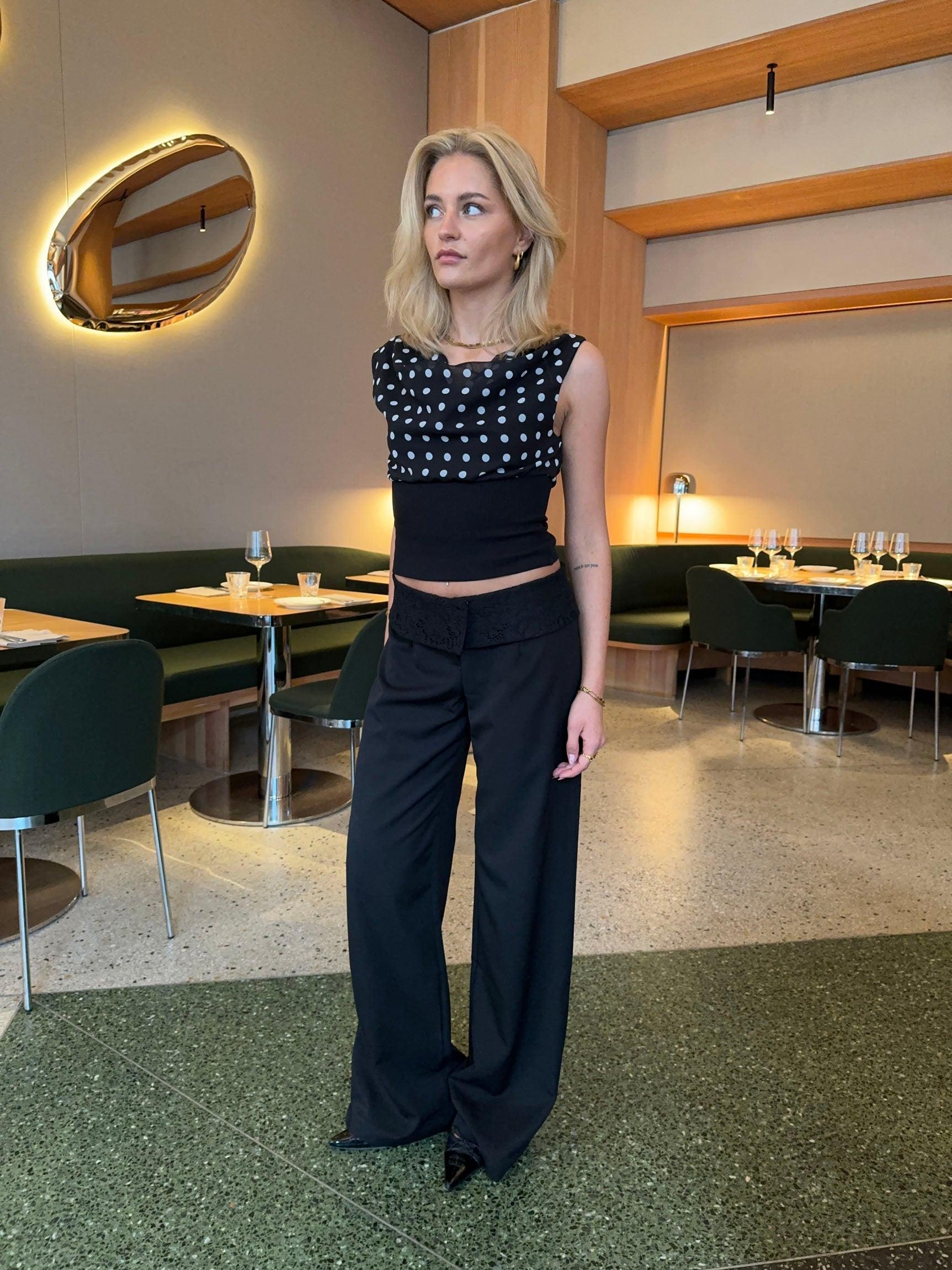 Calsia Suit Pants with Lace Trim - Eclaire