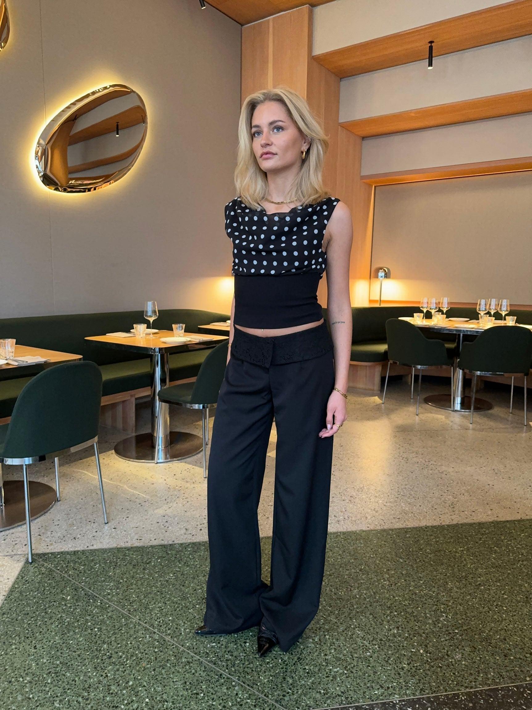 Calsia Suit Pants with Lace Trim - Eclaire