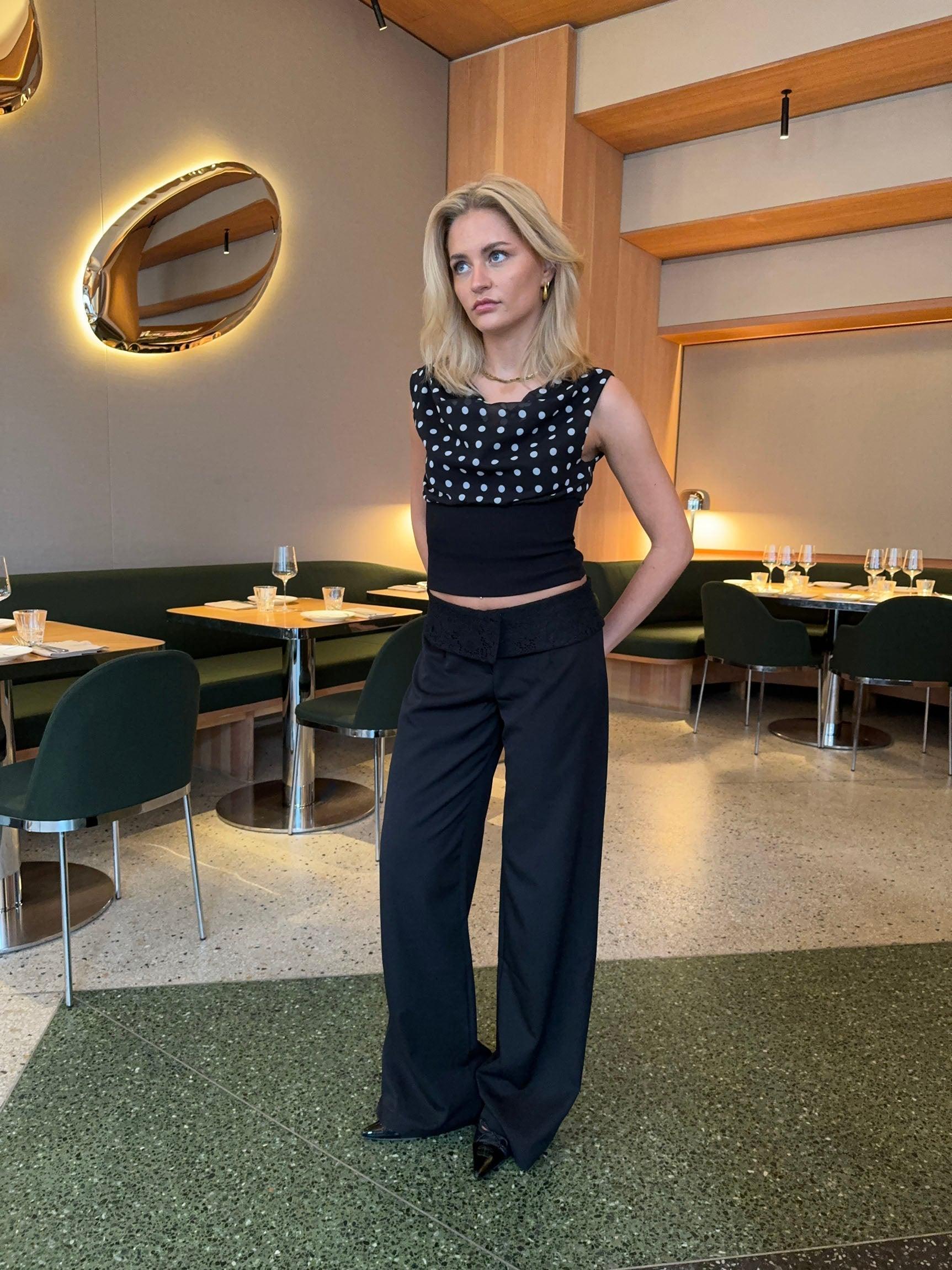 Calsia Suit Pants with Lace Trim - Eclaire