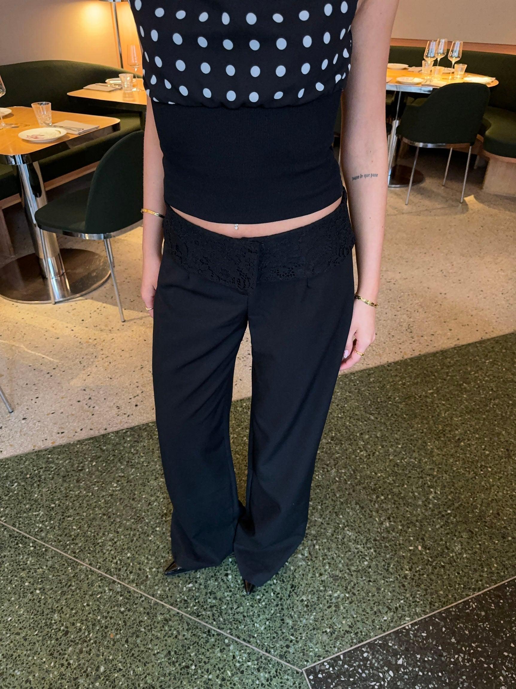 Calsia Suit Pants with Lace Trim - Eclaire