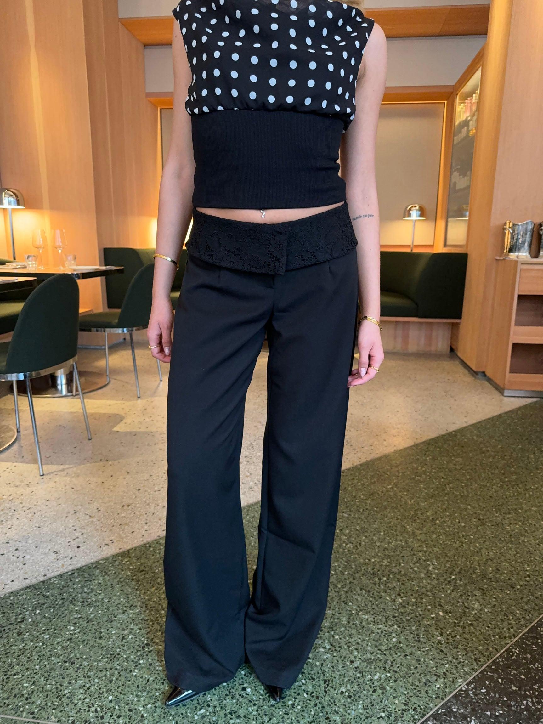 Calsia Suit Pants with Lace Trim - Eclaire