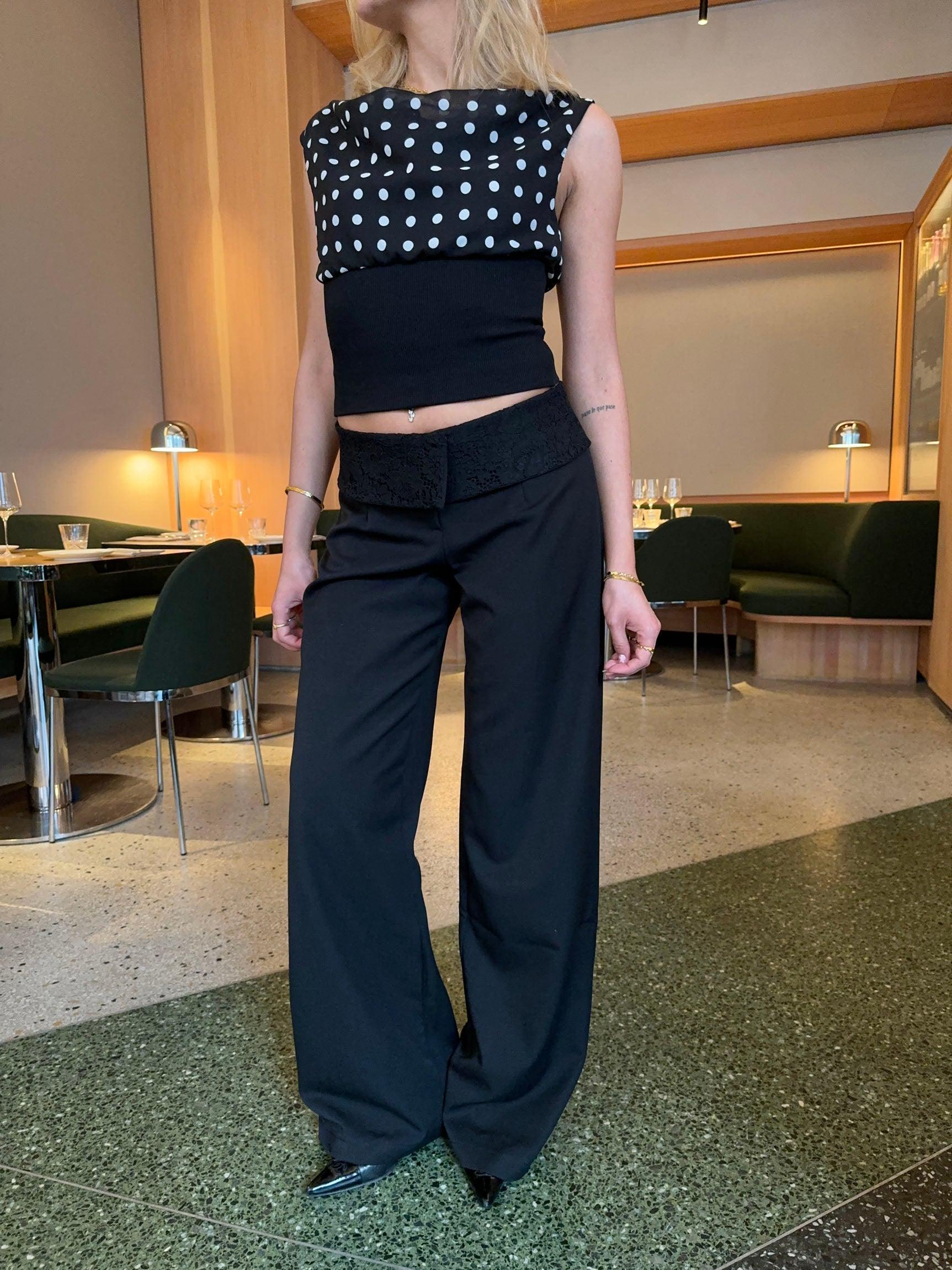 Calsia Suit Pants with Lace Trim - Eclaire